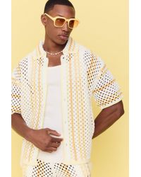 BoohooMAN - Boxy Oversized Open Stitch Stripe Knit Shirt - Lyst