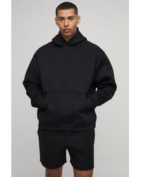 BoohooMAN - Oversized Boxy Bonded Scuba Hooded Short Tracksuit - Lyst