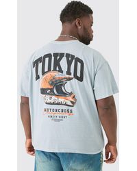 Boohoo - Plus Tokyo Moto Graphic Back Print Oversized T-shirt - Lyst