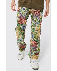Floral Tapestry Jeans in Black for Men 