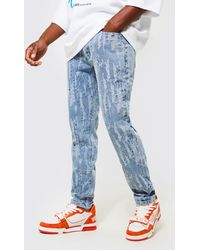 BoohooMAN - Slim Fit Fabric Interest Jeans In Ice Blue - Lyst