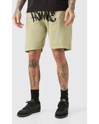 BoohooMAN - Tall Loose Fit Overdye Homme Graffiti Jersey Shorts - Lyst