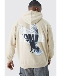 BoohooMAN - Plus Oversized Homme Dove Back Print Graphic Hoodie - Lyst