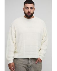 BoohooMAN - Plus Oversized Textured Knit Fisherman Sweater - Lyst