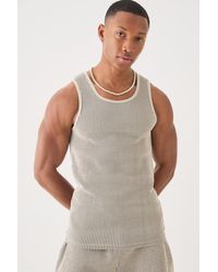 BoohooMAN - Muscle Fit Textured Vest With Woven Tab - Lyst