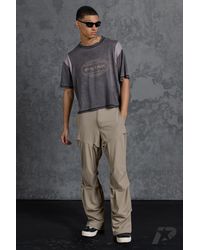 BoohooMAN - Slim Fit Flare Stacked Leg Pants With Ruched Detail - Lyst