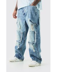 BoohooMAN - Plus Relaxed Rigid Ripped Carpenter Cargo Jean - Lyst