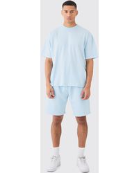 BoohooMAN - Oversized Extended Neck T-shirt And Relaxed Short Set - Lyst