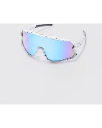 Boohoo - Mirror Lens Visor Sunglasses In White - Lyst