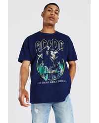 BoohooMAN Oversized Acdc License T-shirt - Blue