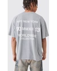 BoohooMAN - Oversized Boxy Washed Skull Worldwide T-shirt - Lyst