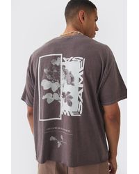 BoohooMAN - Oversized Boxy Floral Photo Back Print T-shirt - Lyst