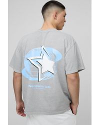 BoohooMAN - Oversized Official Globe Star Print Washed T-Shirt - Lyst