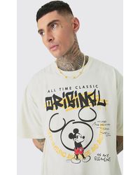 Boohoo - Tall Oversized Mickey Mouse License T-shirt Ecru - Lyst