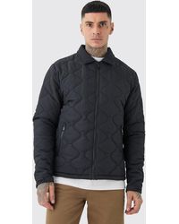 BoohooMAN - Tall Onion Quilted Collar Jacket In Black - Lyst