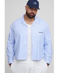 Boohoo - Plus Oversized Boxy Health Club Stripe Long Sleeve Shirt - Lyst