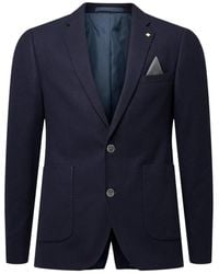 BoohooMAN - Navy Slim Fit Pique Jersey Patch Pocket Blazer - Lyst