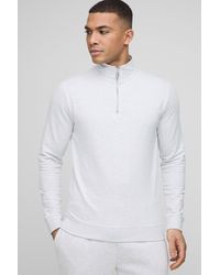 BoohooMAN - Slim-Fit Basic Sweatshirt mit 1/4 Reißverschluss - Lyst