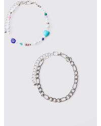 BoohooMAN - 2 Pack Charm Bracelet Set - Lyst