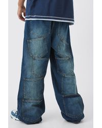 Boohoo - Extreme Baggy Rigid Multi Pocket Denim Jean In Antique Wash - Lyst
