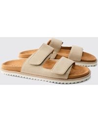 Boohoo - Faux Suede Double Strap Skater Sole Sandal - Lyst