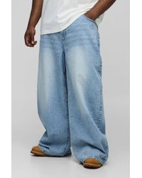 BoohooMAN - Plus Parachute Extreme Washed Woven Tab Jeans - Lyst