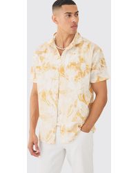 Boohoo - Oversized Linen Look Brush Palm Shirt - Lyst