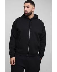 BoohooMAN - Plus Basic Zip Through Regular Fit Hoodie - Lyst