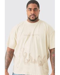 BoohooMAN - Plus Oversized Pour Homme Printed T-shirt In Stone - Lyst