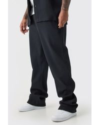 BoohooMAN - Plus Elasticated Waist Slim Flare Stacked Pleated Pants - Lyst