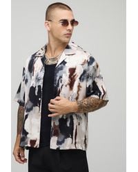 BoohooMAN - Distorted Print Short Sleeve Oversized Shirt - Lyst