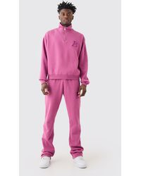 BoohooMAN - Oversized Boxy B 1/4 Zip Stacked Tracksuit - Lyst