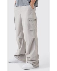 BoohooMAN - Technical Stretch Cargo Parachute trousers - Lyst