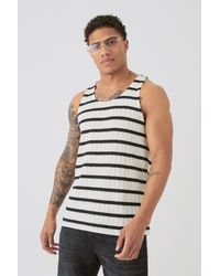 BoohooMAN - Core Fit Textured Striped Vest - Lyst