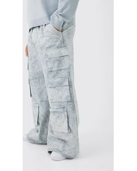 Boohoo - Pantalón Plus Multi Cargo Súper Holgado Con Cintura Elástica Y Lavado A La Piedra - Lyst