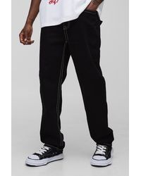 BoohooMAN - Tall Chunky Contrast Stitch Straight Leg Jeans - Lyst