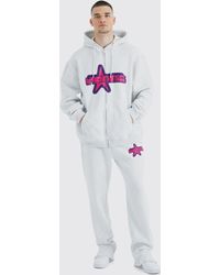 BoohooMAN - Tall Oversized Zip Through Y2k Tracksuit - Lyst