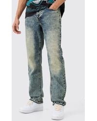 BoohooMAN - Relaxed Rigid Green Tinted Jean With Let Down Hem - Lyst