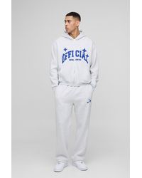 BoohooMAN - Oversized Boxy Official Applique Zip Hooded Tracksuit - Lyst