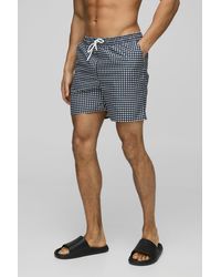 Boohoo - Mirco Flannel Mid Length Swim Short - Lyst