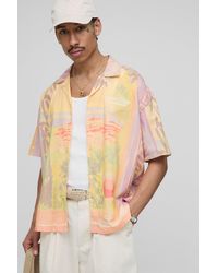 Boohoo - Camisa Oversize De Mezcla De Lino Con Estampado Gráfico De Paisaje - Lyst