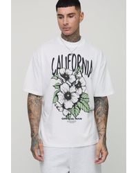 BoohooMAN - Tall Oversized Extended Neck California Floral Print T-shirt - Lyst