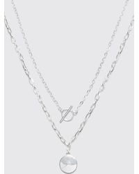 Boohoo - Pendant Multi Layer Chain Necklace - Lyst