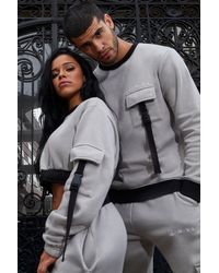 BoohooMAN His Utility Jumper Tracksuit With Buckles - Gray