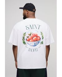 BoohooMAN - Plus Oversize T-Shirt mit Saint Tropez Fruit Bowl Print - Lyst