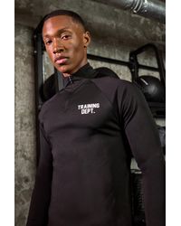 BoohooMAN - Active Training Dept Muscle Fit Perforated Quarter Zip Top - Lyst