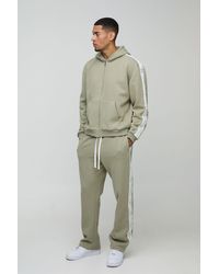 BoohooMAN - Oversized Boxy Cross Side Tape Zip Through Hooded Tracksuit - Lyst