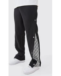 BoohooMAN - Tall Relaxed Printed Side Panel Popper Jogger - Lyst