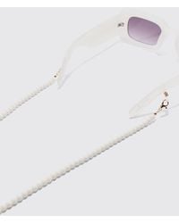 BoohooMAN - Pearl Beaded Sunglasses Chain In White - Lyst