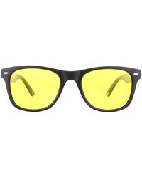 BoohooMAN - Montana Rectangle Matte Black Rubbertouch Yellow High Contrast Polarized Sunglasses - Lyst